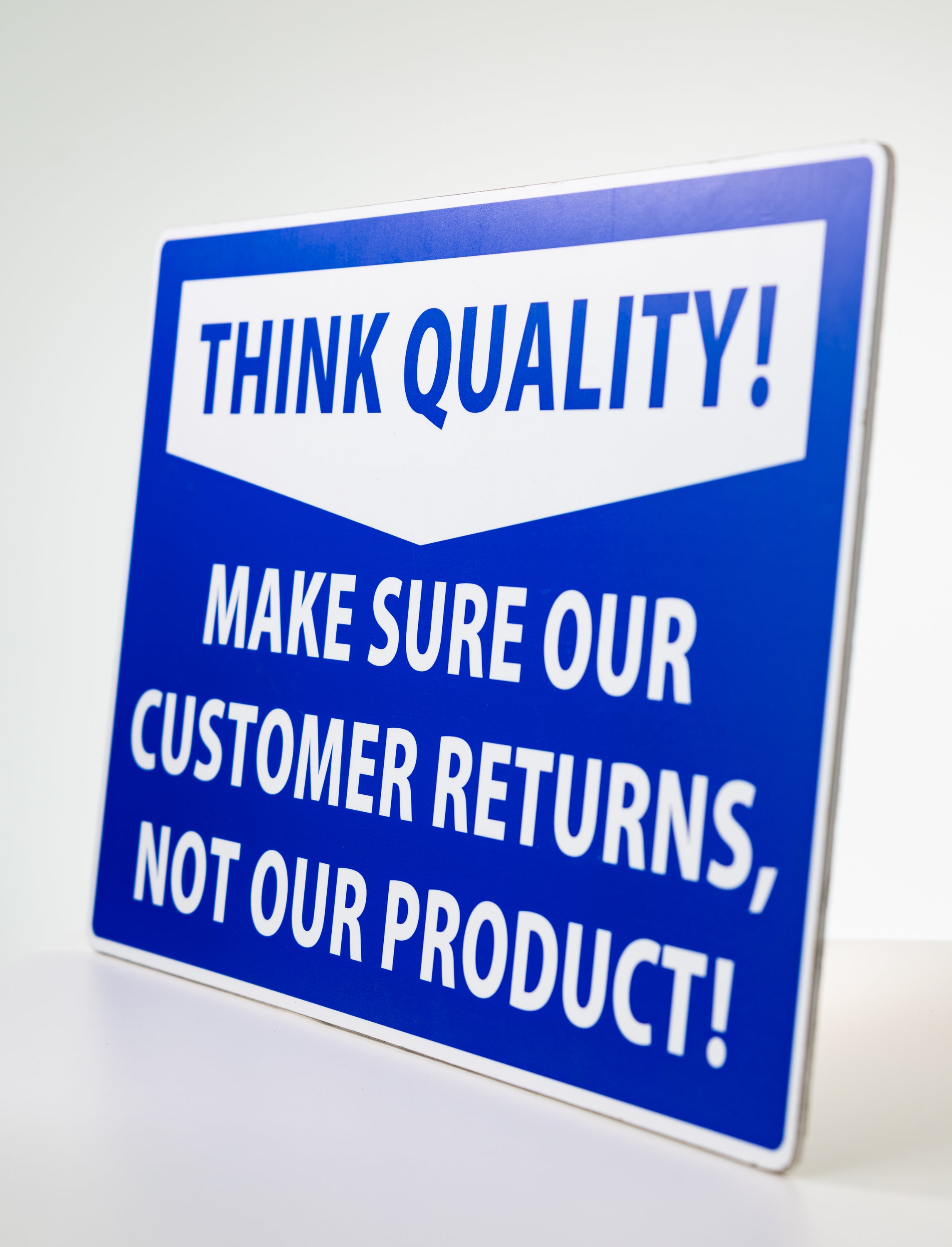The TLC Think Quality Foamex Sign is a durable visual reminder designed to reinforce quality-first thinking in Lean environments. Ideal for production areas, workshops, warehouses, and training rooms, this sign helps keep quality standards visible and top of mind for teams. Manufactured from 5mm Foamex, it is lightweight yet rigid, making it easy to mount. The 600 × 395mm size provides clear visibility without overpowering the workspace, supporting visual management and continuous improvement initiatives.