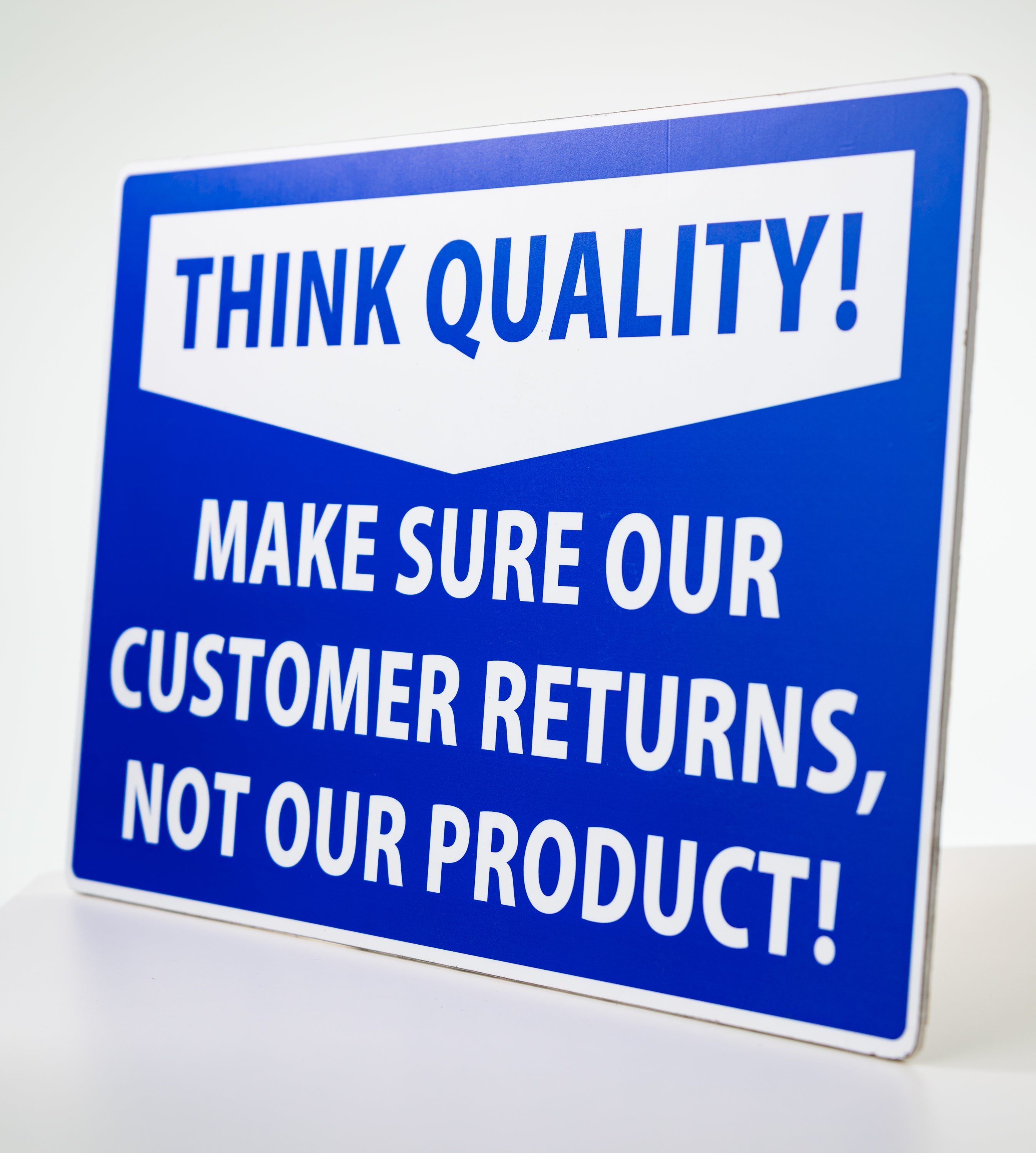The TLC Think Quality Foamex Sign is a durable visual reminder designed to reinforce quality-first thinking in Lean environments. Ideal for production areas, workshops, warehouses, and training rooms, this sign helps keep quality standards visible and top of mind for teams. Manufactured from 5mm Foamex, it is lightweight yet rigid, making it easy to mount. The 600 × 395mm size provides clear visibility without overpowering the workspace, supporting visual management and continuous improvement initiatives.